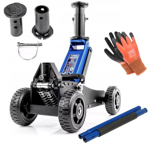 Hydraulischer Wagenheber Off-Road mit Doppelkolben 2,5T, [155-615mm] 1x Gummi + Montagehandschuhe, Big Wheels Offroad Auto Heber SUV Geländewagen, Wohnmobil, Profi, PKW (Wagenheber 2,5T (155-615mm))