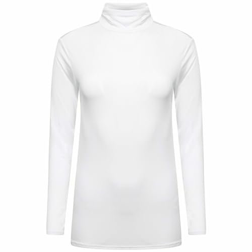 Shop Nova® Polo Neck Jumper Tops Long Sleeve Ladies Roll Turtle Neck Plain Knitted Pullover Sweatshirt for Women Stretch Lightweight Sweater Top UK Size 8 to 24 (White, 26)