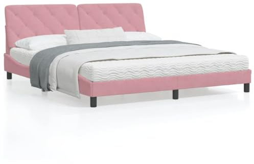SECOLI Boxspringbett 180 x 200 mit Matratze Polsterbett 180 x 200 Bett mit Matratze 180 x 200 Bett Komplett Bett mit Lattenrost und Matratze -Rosa-180 x 200 cm