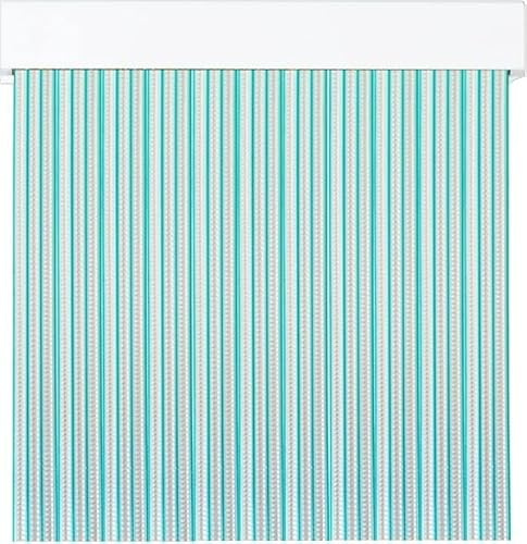 Tende per esterni con nastro per porte, in plastica PVC e barra in alluminio, misure | Pertoni TENDE (verde e trasparente, larghezza 100 x 230 cm (lunghezza)