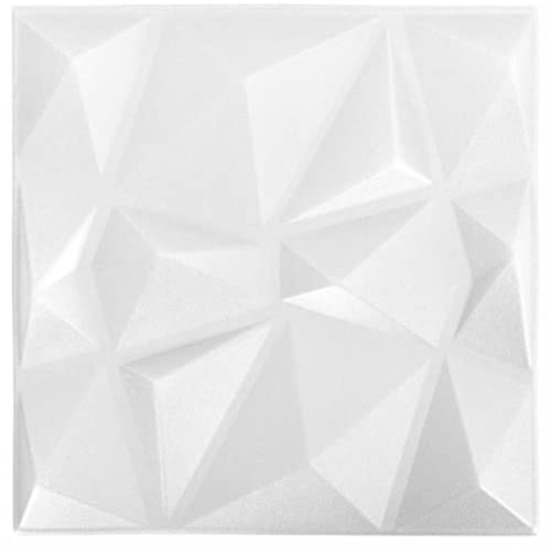 150911 Lot de 24 panneaux muraux 3D 50 x 50 cm Blanc diamant 6 m²
