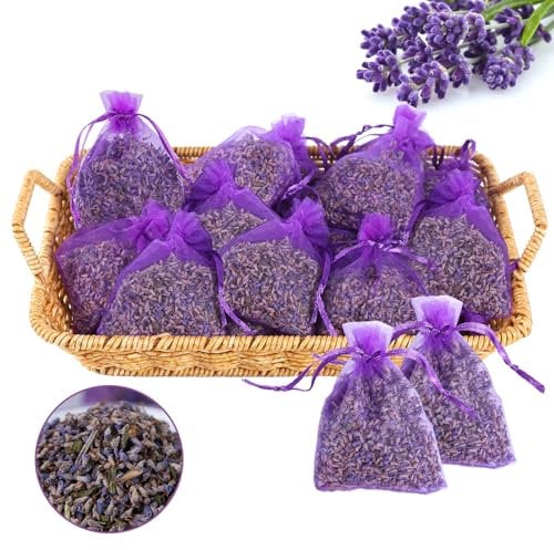 Zanfqvo Saquitos de Lavanda - 20x Lavanda Seca Natural como Ambientador Armario - Antipolillas para Armarios y Cajones, Habitaciones - 6 g por Bolsa