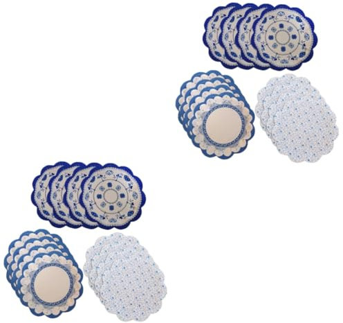 Hoement 24stücke Chinesische Blumenform Pappteller Blau Und Weiß Dekorative Porzellan-design-teller Für Hochzeiten Partys Und Desserts