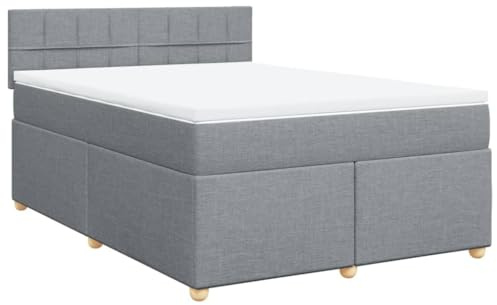 vidaXL Boxspringbett mit Matratze Hellgrau 140x200 cm Stoff