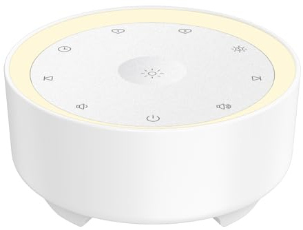Kipcush Máquina de ruido blanco para dormir, sonidos sin bucle de alta fidelidad, luz nocturna regulable, alimentación por USB, máquina de sonido de sueño para bebés, niños y adultos
