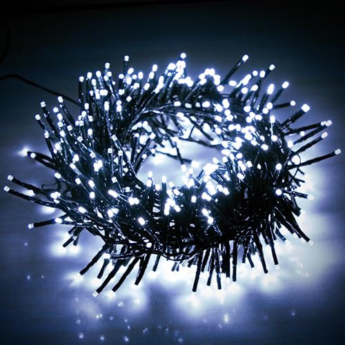 EcoNour Christmas Tree Cluster Lights - 1500 LED - Cool White - 6 Hours Timer, 8 Lighting Modes, Plug-in, Waterproof for Indoor & Outdoor Use - 15m Lit Length