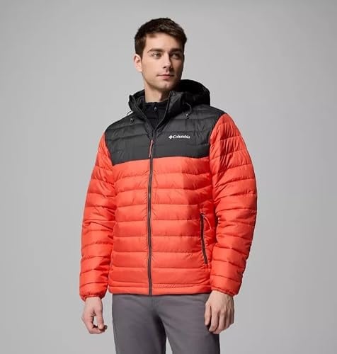 Columbia Men's Powder Lite 2 Hooded Jacket, Hooded Puffer Jacket, Zing/Shark, XXL