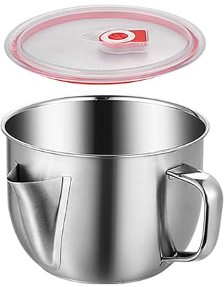 Tuxxjzm Fetttrenner, Fetttrennbecher, Edelstahl, Küchenhelfer, Fleischsieb für Fett mit Griff, Entfernen Sie überschüssiges Öl aus Suppe oder Lebensmitteln