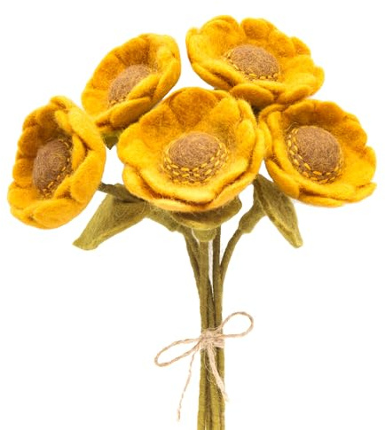 Glaciart One Künstlicher Blumenstrauß aus Filz, Sonnenblumen, wiederverwendbar, waschbar und für ätherische Öle, mehrfarbig, mit biegbaren Drahtstielen, tolles Geschenk oder Dekoration für Zuhause