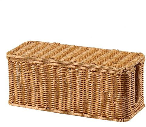 Charging Station Basket, Hidden Router & Modem Storage, Cord Management Box with Lid, Hand Woven Wire Organizer, TV & Computer Cable Hider, USB Hub Holder for Home & Workplace Use