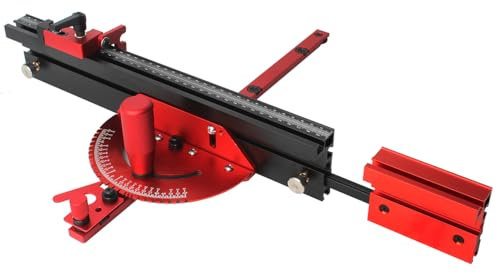 CJNQQJWS Precision Miter Gauge Aluminum Alloy Table Saw Miter Gauge with Multi T–Track Miter Fence and T-Track Stop for Table Saw (black Miter Gauge & Fence Kit)…