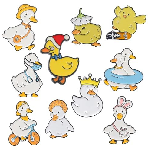 Bvtpoyy 10 Stück Anstecker Ente, Anstecker Pin, Süße Enten Gänse Patch, Funny Duck Mode Accessoires Frauen Mädchen, Jacken, Taschen, Hüte Sammlung Abzeichen (Theme Design)