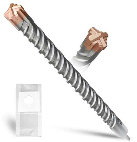 METOTY SDS Plus bohrer 40mm×600mm,mit 4 Hartmetallschneiden,Kopf mit Beschichtung,Steinbohrer,Hammerbohrer,Betonbohrer,Für Stein,Beton,Naturstein,Ziegelmauer