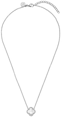 Purelei Lucky Pearl Kette – Halskette mit perlmuttfarbenem Kleeblatt-Anhänger, wasserfest & verstellbar – Edelstahl, 14K vergoldet, 18K rosévergoldet oder silberfarben (Silver)