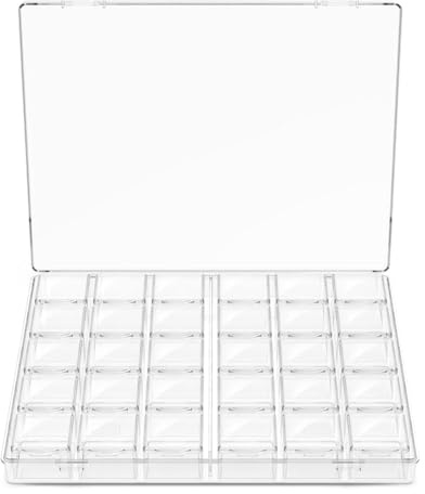 Osmond 30 Compartment Stackable Storage Boxes with Lids, Mini Containers for Beads, Glitter, Slime, Paint or Seeds, Transparent