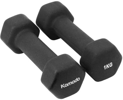 Komodo 2x Neoprene Dumbbell Bars Weightlifting Weights | Made with an iron core, Printed weight for easy indentification