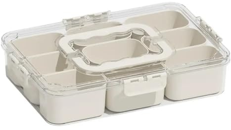Bosiyrggrl Grids Divided Serving Tray Storage Box Portable Sub-Format Seasoning Separator Box -Keeping Snack Fruits Food Box B