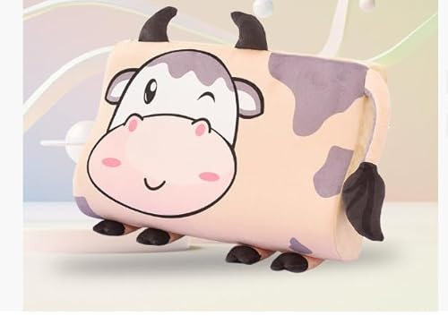 ZHVoyage Schlummerkids Kissen mit Zwei Kissenbezügen, 18 niedliche Tiermuster zur Auswahl，kinderkissen ab 2 Jahre， Naturlatex, atmungsaktiv und komfortabel, ergonomisch geformt. (Kaka-Kuh)