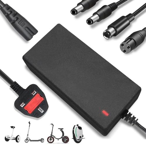 OHVBAEON Electric Scooter Charger, 42V 2A Mobility Scooter Charger with 4 Connectors,Compatible with 36V Hoverboard Battery, for Mobility Scooters Electric Scooters,Xiaomi M365/Pro 2 Unicycles