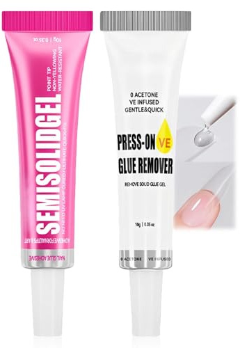 Gel Nail Glue Extra Strong, 30-Day Long-Lasting Strong Glue Fast-Drying in 15s, No UV Lamp Needed, Easy Remover for Press-On and False Nails, At-Home Nail Art Kit