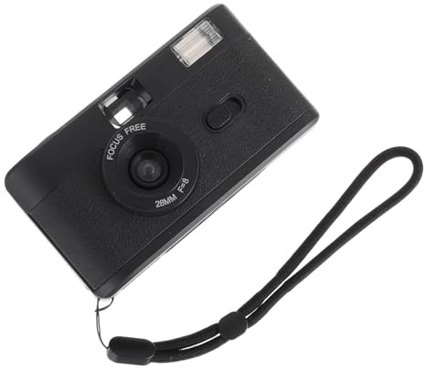GAROZATION Abs Filmkamera mit Eingebautem Blitz Schwarz Wiederverwendbare Kompatibel mit 35mm Film Leichte Plastikfilmkamera im Retro Stil für Schnappschüsse
