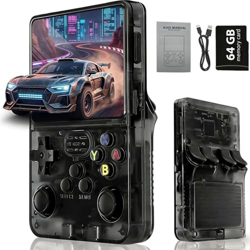 Retro Konsole Handheld Spielkonsole mit 20000+ Spielen, 3,5 Zoll IPS Bildschirm, Tragbare Retro Spielekonsole mit Linux System, R36S Portable Gaming Konsole für Zuhause und Reisen (Rauchschwarz)