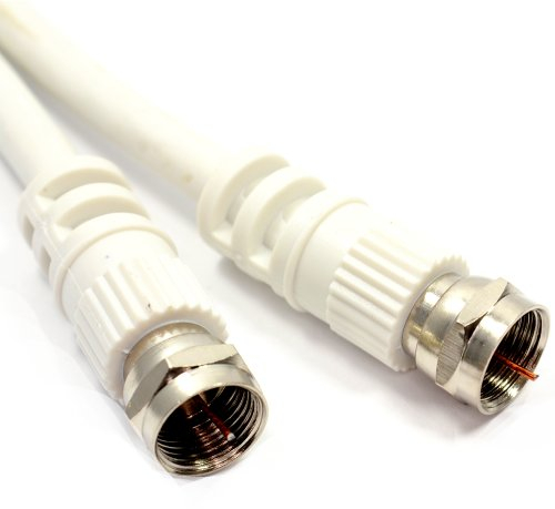 SAT F Anschluss Stecker Zum Stecker 75 Ohm RG59 Kabel Weiß Anschlusskabel 1 m [1 Meter/1m]