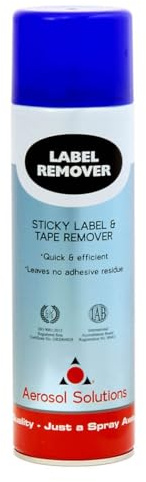 Aerosol Solutions Label Adhesive Remover Spray 500 ml, Rapid Gum & Residue Dissolver, Citrus Solvent for Sticky Labels, Removes Adhesive from Plastics, Metals, Painted Surfaces, Easy Spray Application