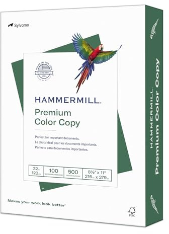 Hammermill Printer Paper, Premium Color 32 Lb Copy Paper, 8.5 x 11-1 Ream (500 Sheets) - 100 Bright, Made in the USA, 102630R