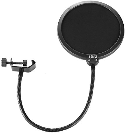 OBEST Mic Con Filtro Antipop Per Qualsiasi Altro Microfono,6 Pollici, 360°, Flessibile,Anti-vento e Anti pop,Nero