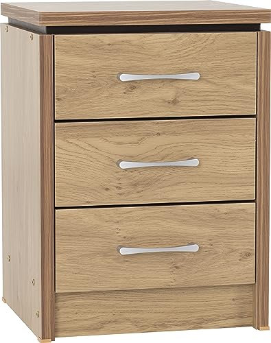 Seconique Charles 3 Drawer Bedside in Oak Effect Veneer