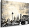 Julia-Art Leinwandbilder Skyline - Bild Köln - Wandbild fertig gerahmt - 60 mal 40 cm XXL Kunstdruck - Stadt Leinwand Motive - verschiedene Varianten Ko-01-16