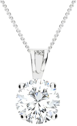 Löb Premium Damen Halskette 925 Sterling Silber mit einem Zirkonia Stein Anhänger 8mm Kette Solitär Strass Glitzer Steinahnänger Weiß Rund Tropfen Braut Brautschmuck