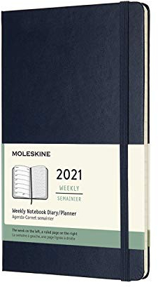 Moleskine Wochenplaner 2021, 12 Monate Wochenkalender, Wochenplaner und Notizbuch, fester Einband, Format Groβ 13 x 21 cm, farbe saphir, 144 Seiten