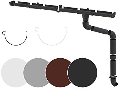 RAINWAY S Set completo di grondaie (1 lato del tetto) - plastica PVC-U in 4 colori, consigliato per tetti < 100m² (set min. 12 metri, antracite) Grondaie tettoia da giardino carport