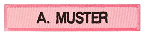 PACOTEX Namensschild bestickt mit eigenem Namen personalisiert Stickschild in vielen Größen und Farben mit Klett (120x25mm, rosa)