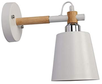 YFMYY Nordic Moderne Einfachheit Wandleuchten Schwarz-Weiß, Eisen, Holz E27 Wandleuchte Lampen Kreativität Schlafzimmer Neben Leuchten LED-Restaurant Bar-Beleuchtungskörper (Color : Weiß)