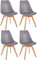 Millhouse Dining Chair with Natural Wood Legs and Cushioned Pad, Contemporary Design for Office, Lounge, and Kitchen (Grey, Set of 4)