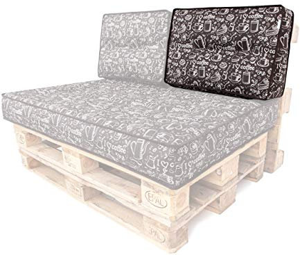 HOBBYGARDEN Kurzes Kissen für Palettenkissen-Set, Gartenkissen, Outdoorkissen. Freizeitkissen, Dekokissen, Kissen zum Kombinieren, Polster, 60 x 40 cm, Braun Coffee