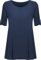 Purple Hanger New Womens Plus Size Stretch Fit Round Neck Plain Button Tops Ladies Three Quarter Turn Up Sleeve T-Shirt Top (26-28, Navy Blue)