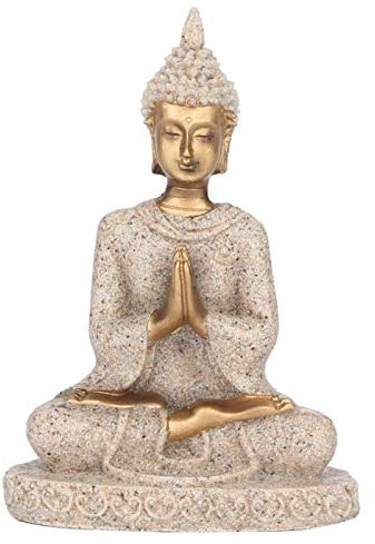 LetCart Buddha Statue, Buddha Figur Garten Statue Meditierender Sitzender Buddha Statue Schnitzerei Figur Handwerk für Home Decoration Ornament (A Gold)