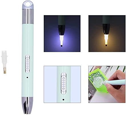 Stylo de Peinture au Diamant, Stylo de Forage de Peinture au Diamant à LED avec Lumière, Outils de Peinture au Diamant 5D pour Peintures au Diamant Bricolage Arts Artisanat Décor(2)