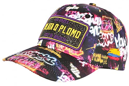 Plata o Plomo Baseball-Kappe, Schwarz und Violett, Strass, Streetwear Bad Colombia, Unisex Gr. 57, Schwarz
