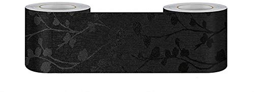 GouieRylin Frise Murale Autocollant Papier Peint imperméable en PVC Plinthe Décor Mural Bordure de Tableau d'Affichage DécoupéeVigne noire 15cm X 500cm