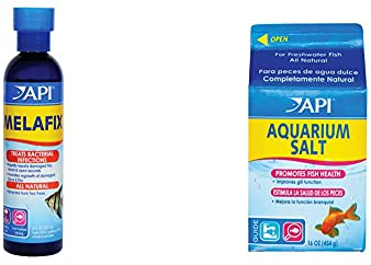 API MELAFIX Freshwater Fish Bacterial Infection Remedy 237 ml Bottle & AQUARIUM SALT Freshwater Aquarium Salt 453-Gram Box