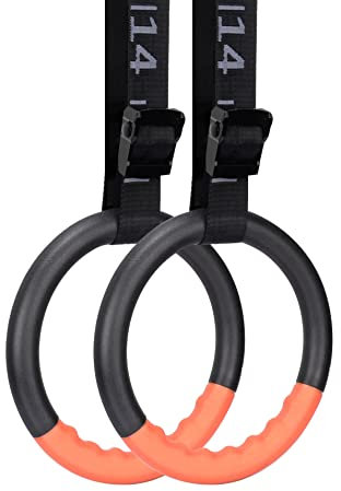 Teamaze Gymnastikringe mit 3,8 m verstellbaren Trägern, rutschfeste Gymnastikringe, Klimmzug-Workout-Ringe für Zuhause, Fitnessstudio, Training