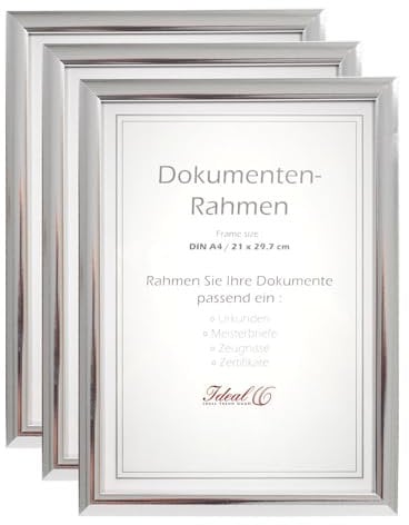IDEAL TREND 2er 3er 5er 10er Pack Dokument Bilderrahmen 21x29,7 DIN A4 Urkunde Foto Rahmen: Farbe: 3er Pack Silber