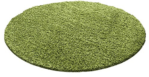 Muratap Teppich Wohnzimmer Weich - Basic Shaggy - Hochflor Teppich Wohnzimmerteppich, Schlafzimmerteppich Pflegeleicht und Fusselfrei - Große: 160 cm - Rund - Farbe: Grün