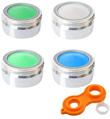 4 Pièces Mousseur Robinet M20/M22/M24/M28 avec 1 clé à Mousseur chromée Aerateur Robinet Economie Eau Avec Filtre en Acier Inoxydable et ABS pour Robinet Lavabo de Salle de Bain et Cuisine