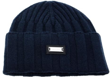 Calvin Klein Mütze Wide Wool Rib Beanie CK Navy dunkelblau